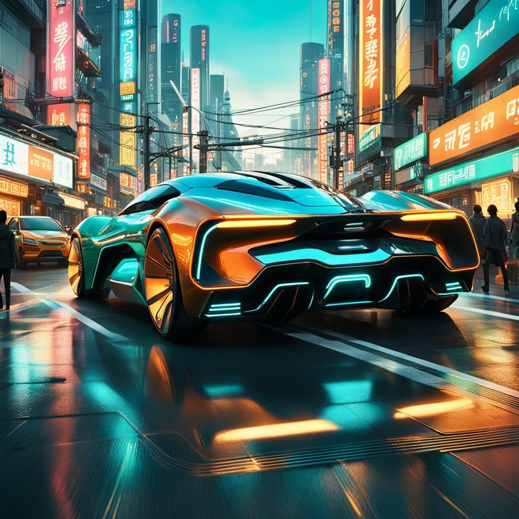 Neon Seoul: Futuristic Vehicle Concept Art in 8K