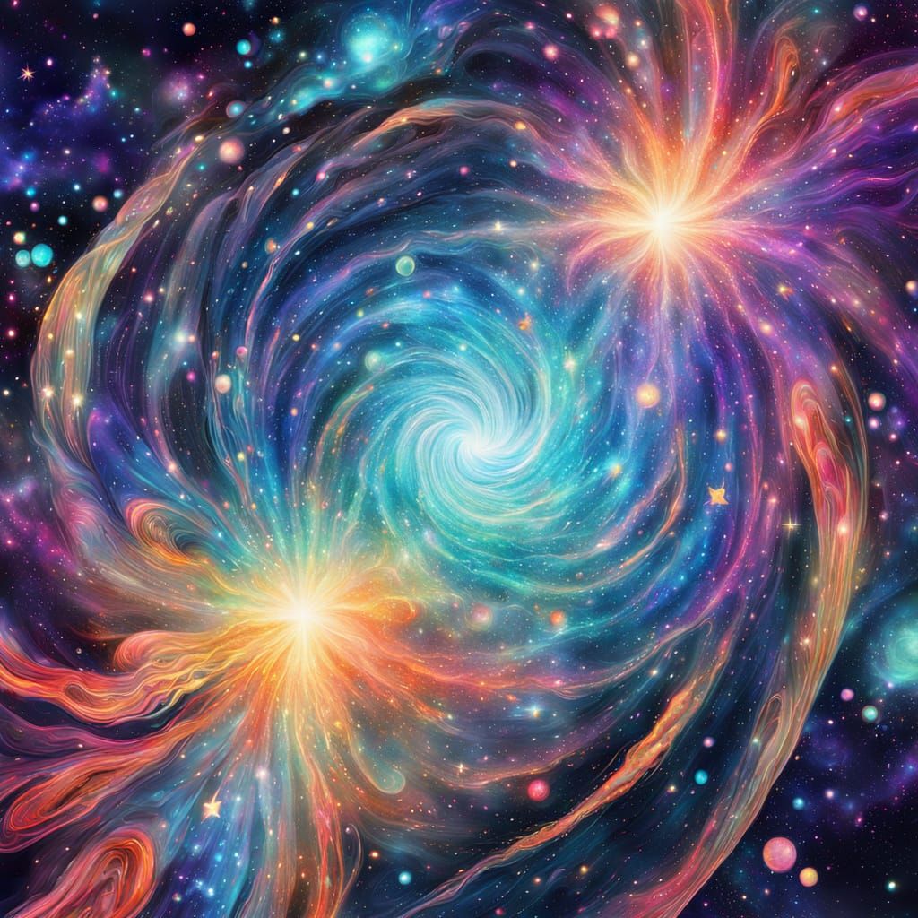 Vibrant Cosmic Star Shines in Swirling Galaxies