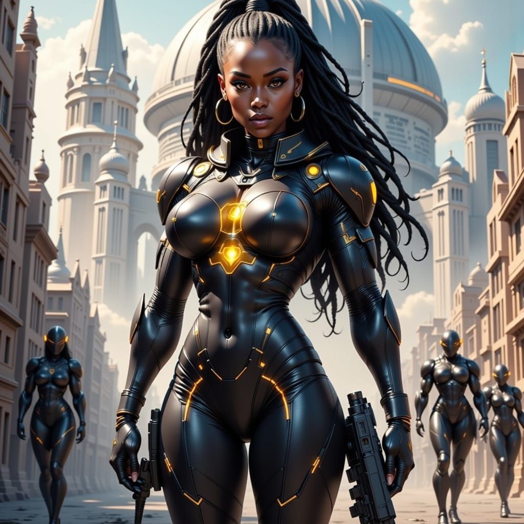 Cyberpunk Goddess in Exosuit