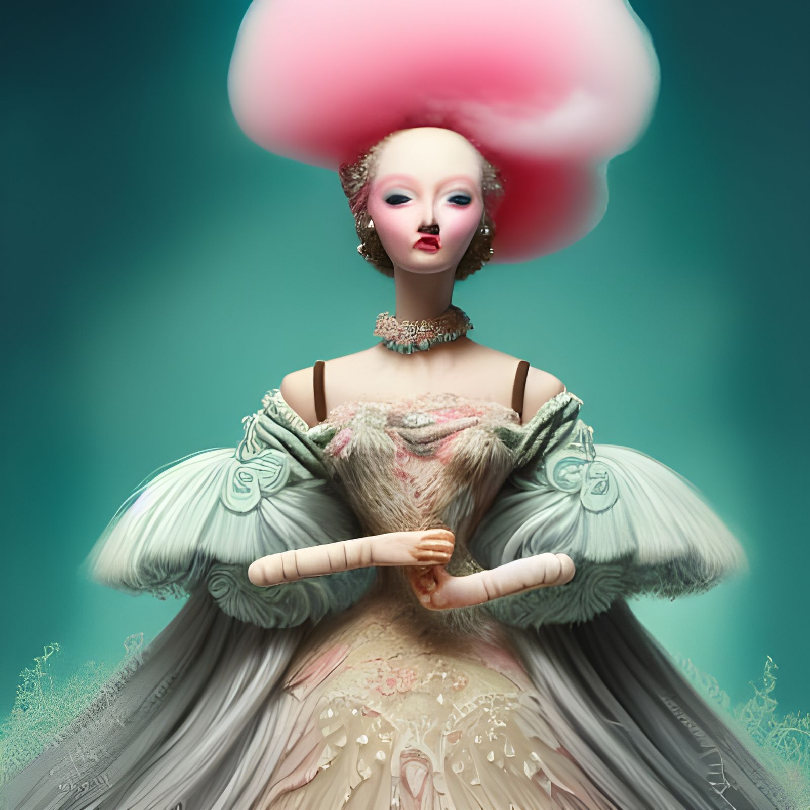 Candyfloss Queen: Extravagant Art Doll in 3D