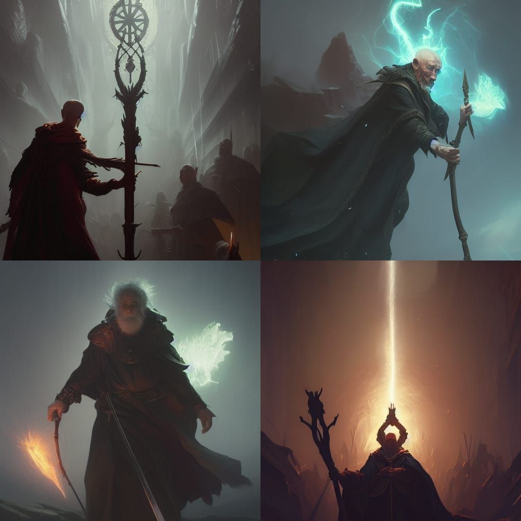 Epic Fantasy Mage Powering Spell, Hyperdetailed Art