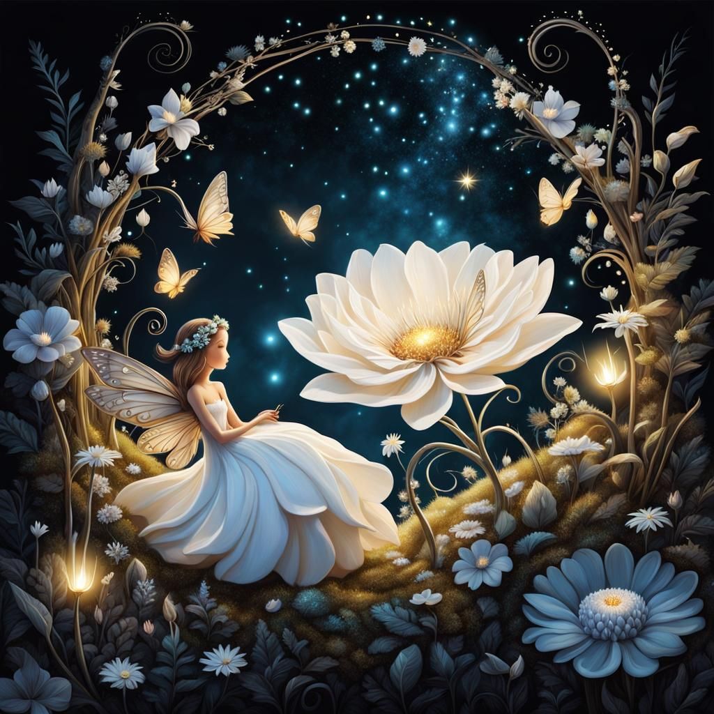 Sleeping Fairy in Magical Flower