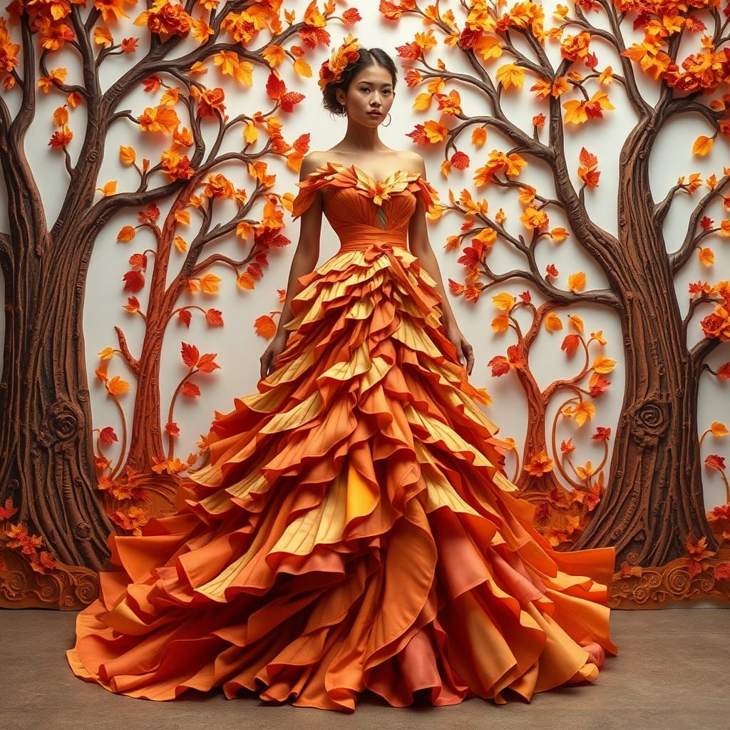 Autumn Haute Couture Paper Art Fashion