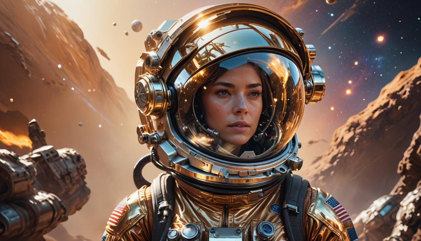 Astronaut in Spacesuit During Spacewalk: Photorealistic Sci-...