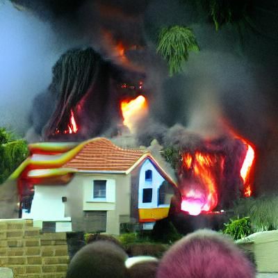 House Engulfed in Flames: A Catastrophic Scene