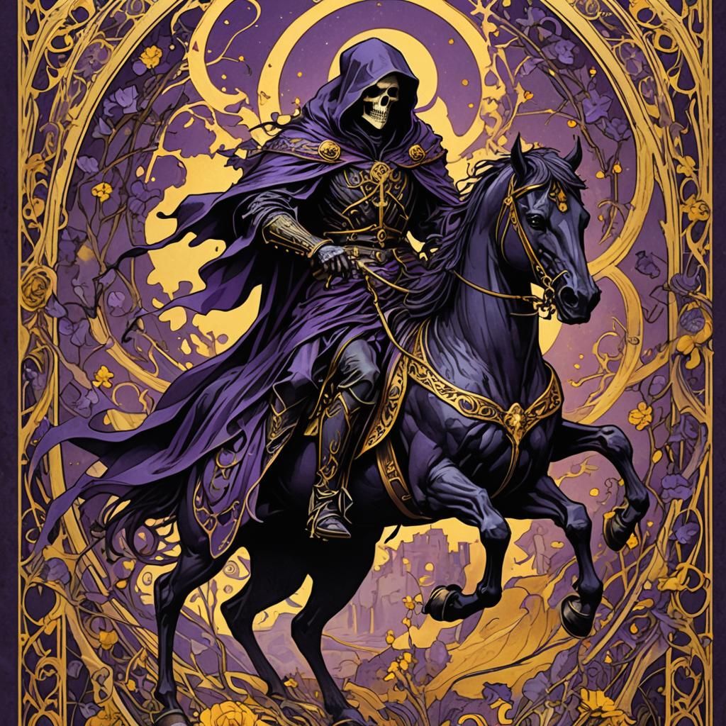 Death Tarot Card in Art Nouveau Style