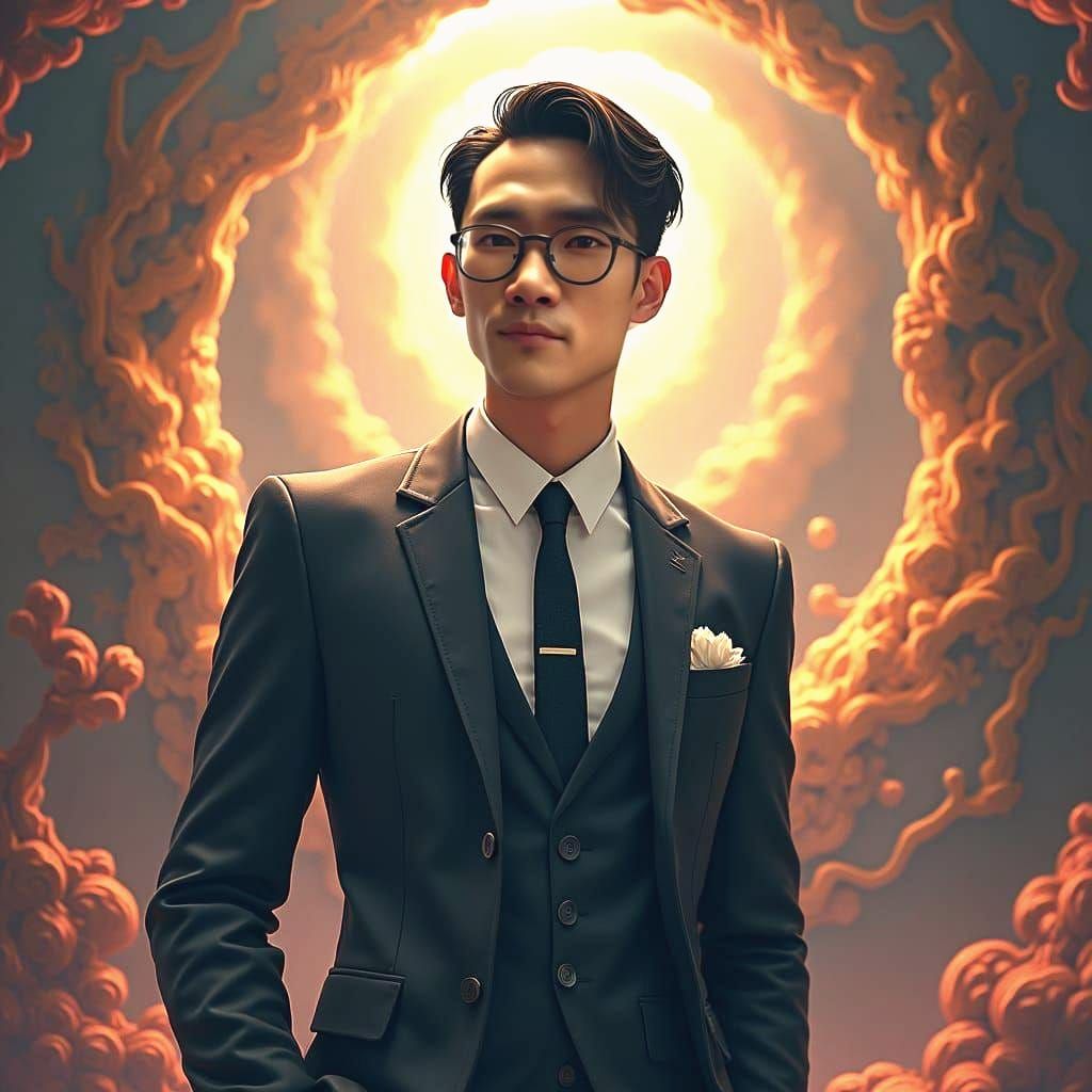 Vietnamese Man with Jacket, Tie and Glasses