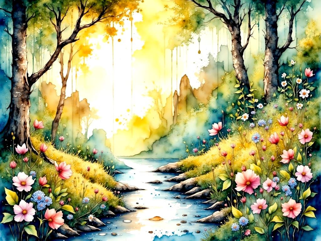 Spring's Lessons in Resilience: A Vibrant Landscape in Water...