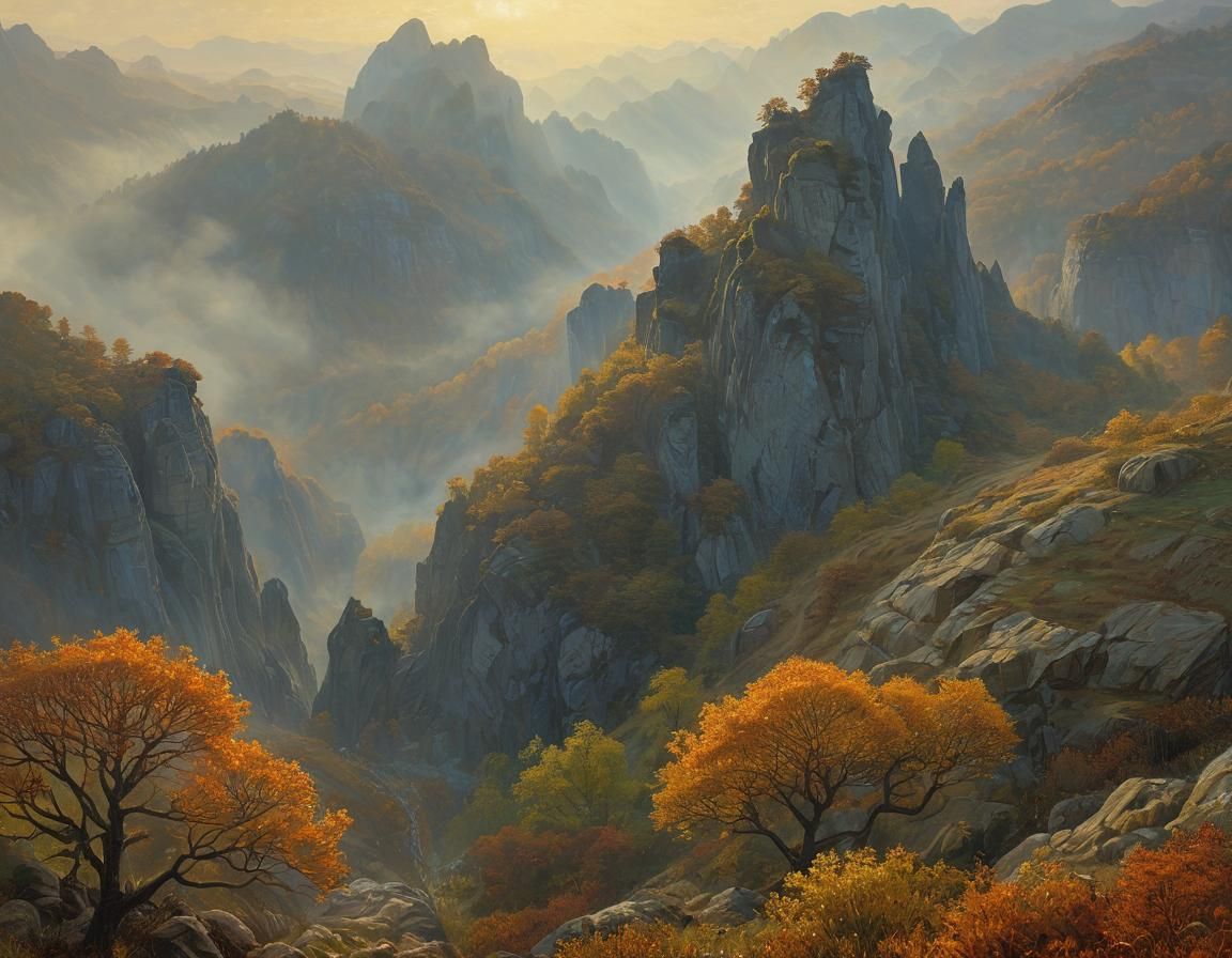 Elbe Sandstone Mountains in Art Nouveau Style