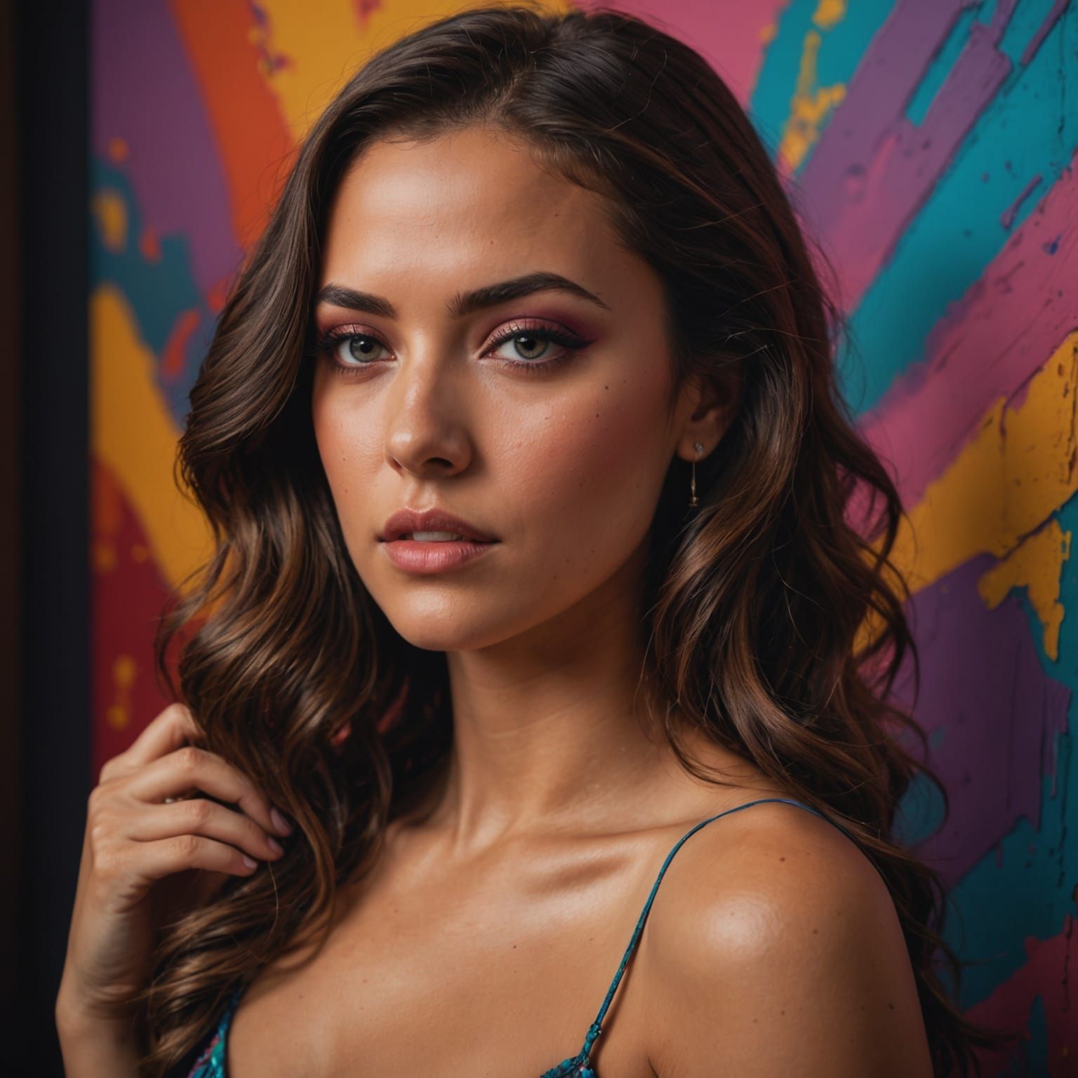 Woman in Hyperrealistic Boudoir Photo Shoot with Splash Art...