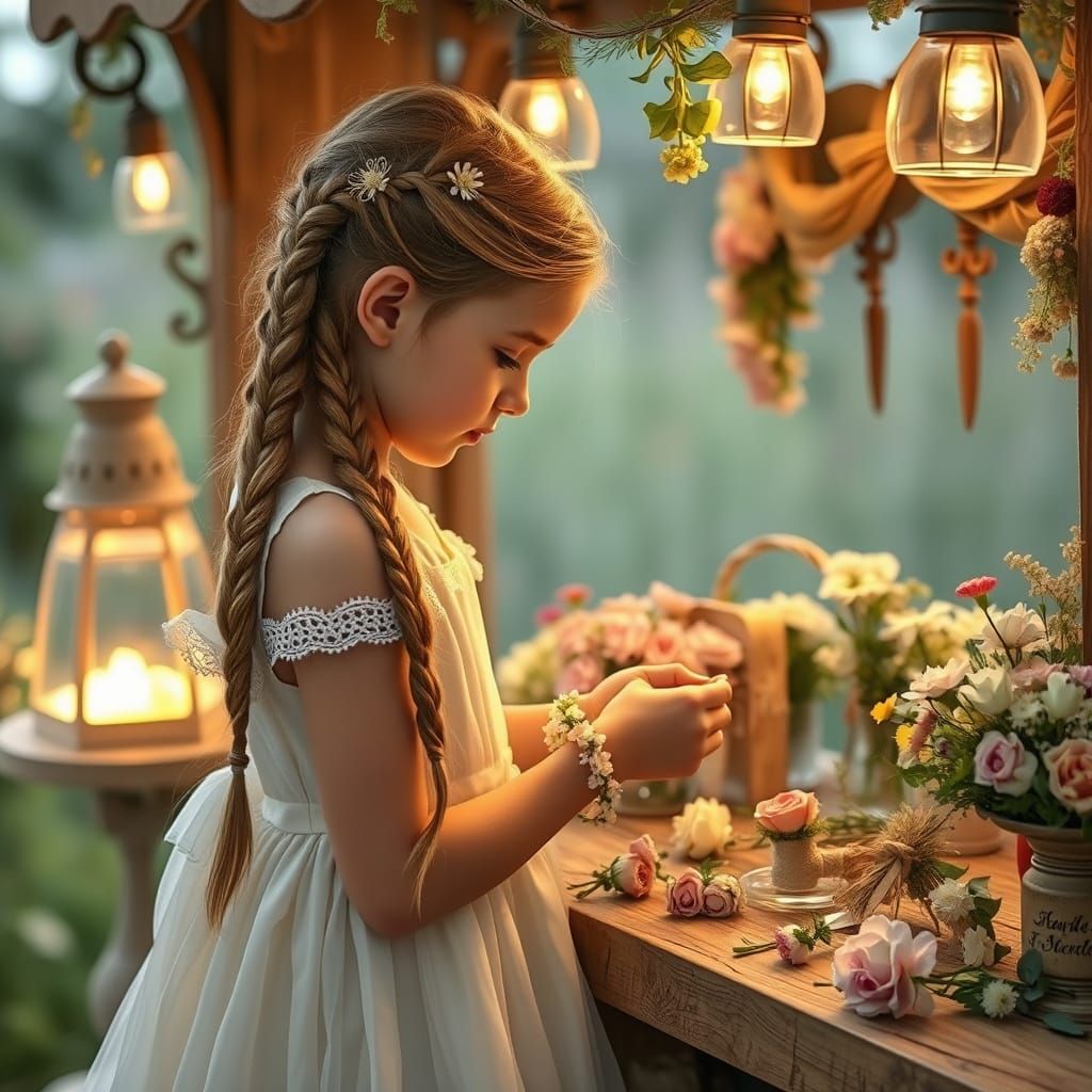 Rustic Wedding Flower Weaver in Golden Light