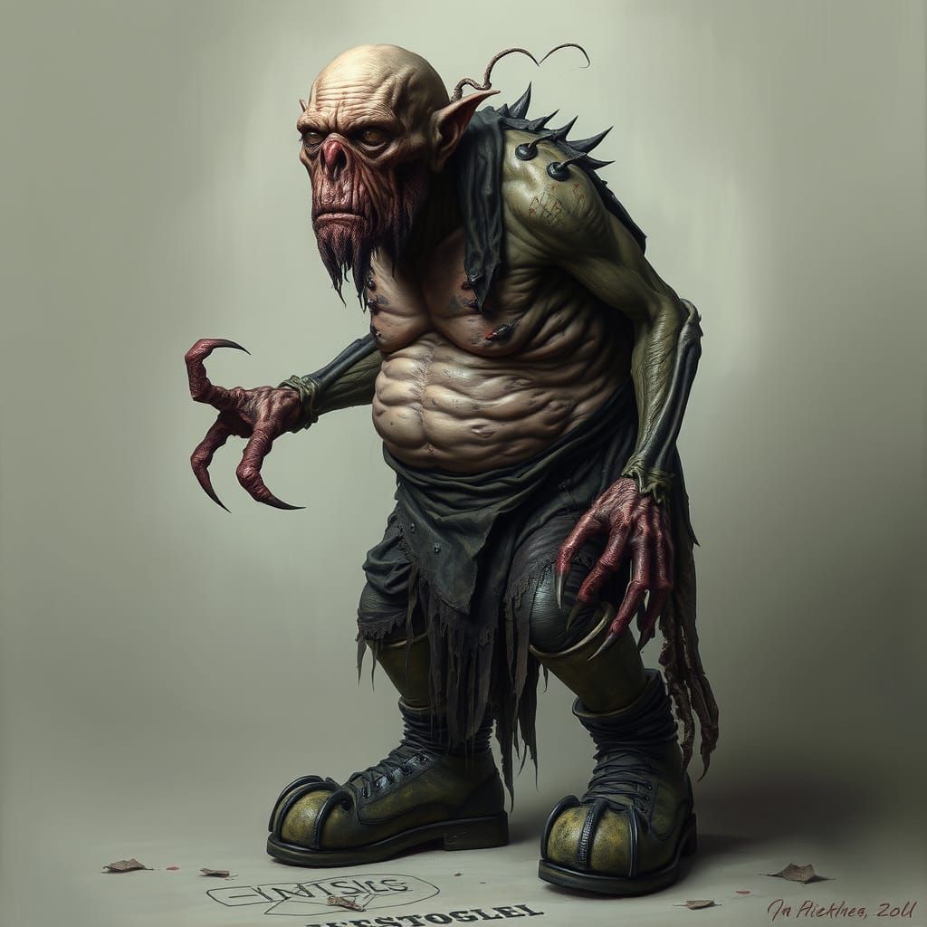 Grotesque Gothic Figure in Dark Biomechanical Style