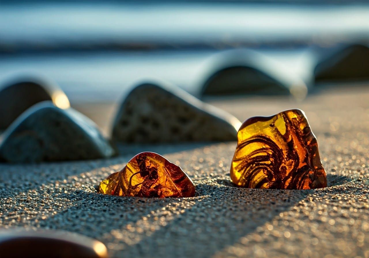 Moonlit Amber Beachscape