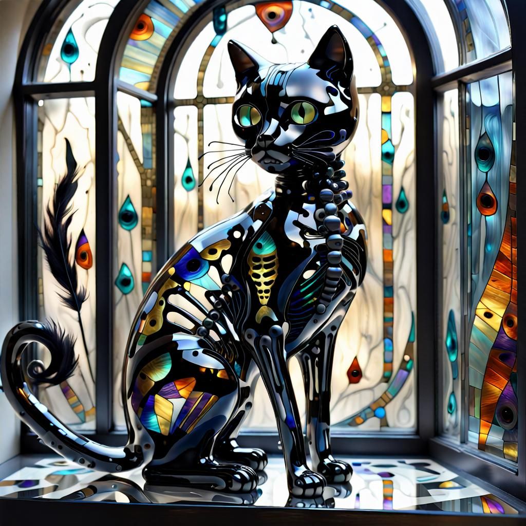 Black Cat Venetian Glass