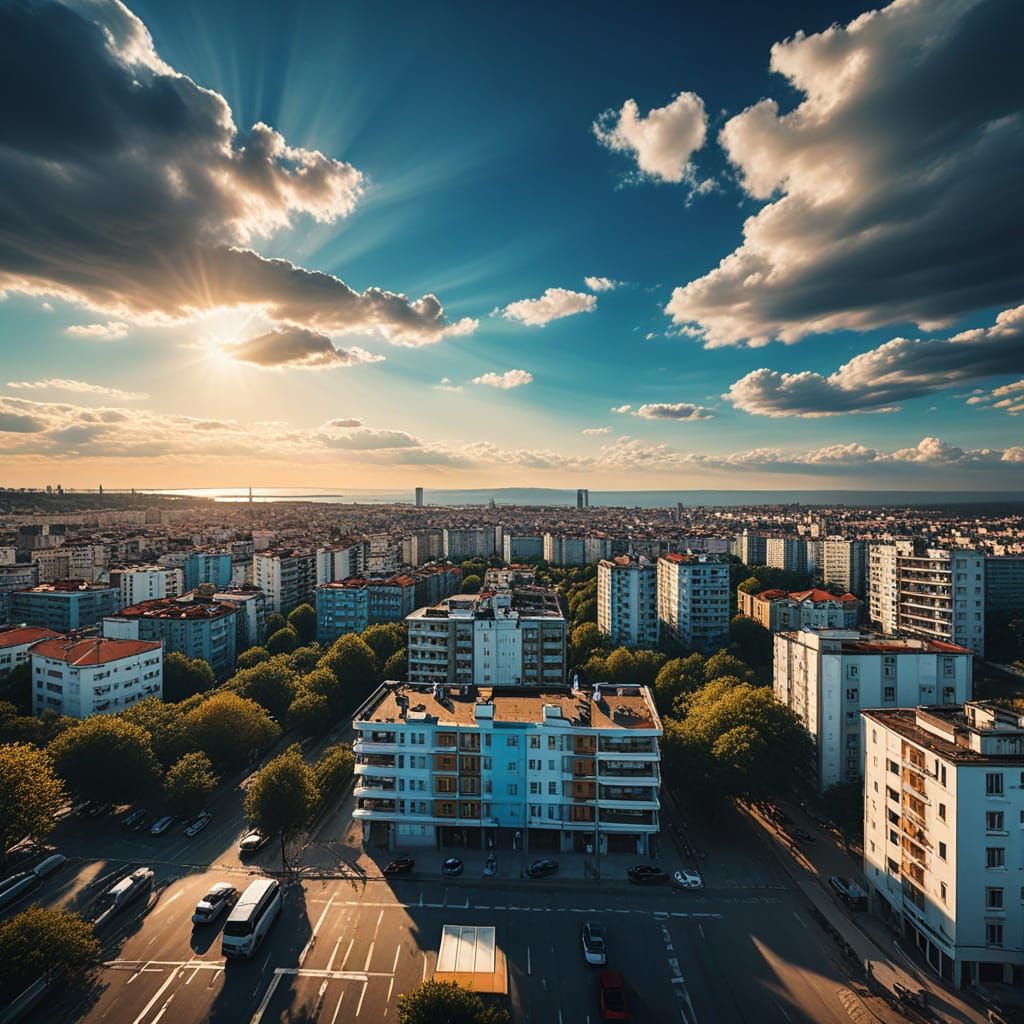 Varna Cityscape at Golden Hour in Hyper-Realistic Digital Ar...