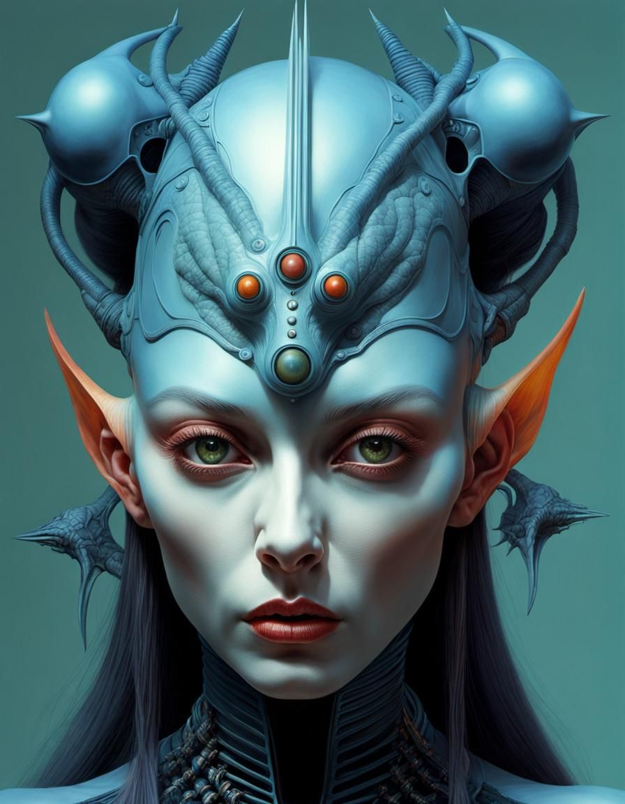 Alien Woman Portrait in Sci-Fi Fantasy Style