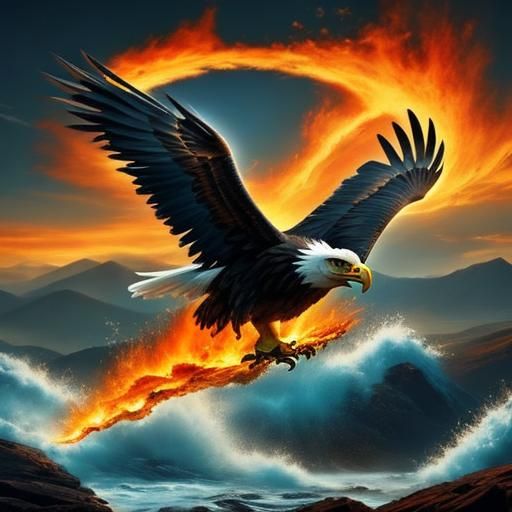 Flaming Eagle in Flight: Dynamic Cinematic Bird