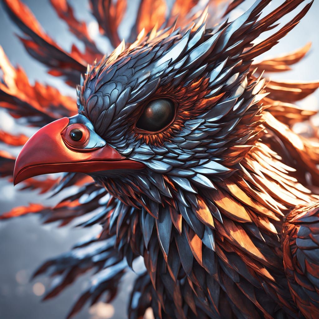 Anime-Inspired Dragon-Seagull in Mid-Air Action