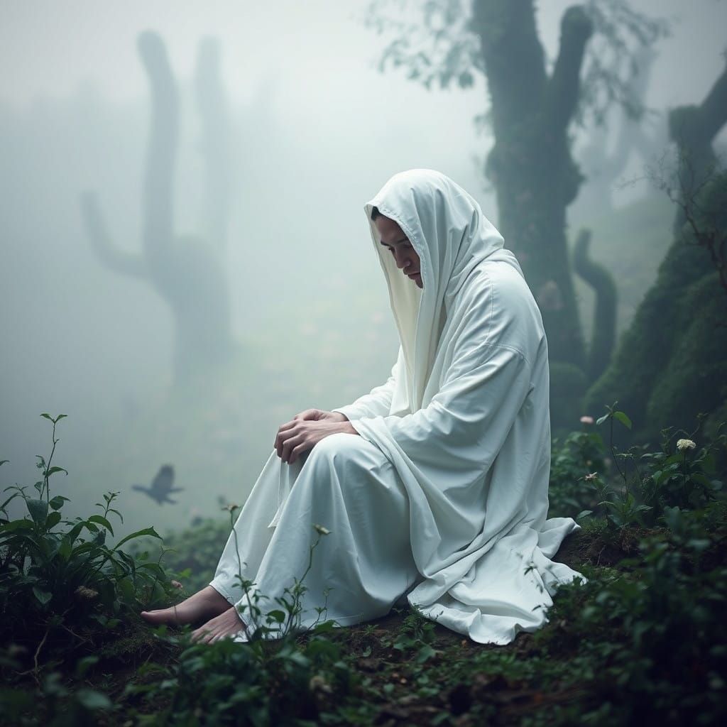 Contemplative Figure Lost in Existential Thought