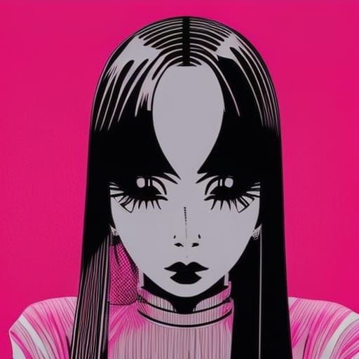 Creepy Doll Girl in Dark Horror Anime Style