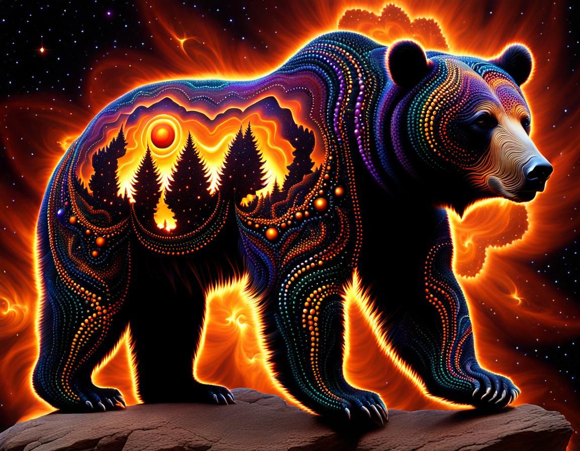 Fractal Australian Bear in Cosmic Visionary Style