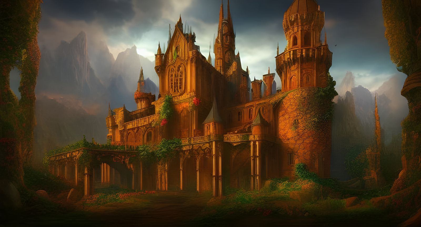 Stained Glass Epic Castle Fantasy Concept Art