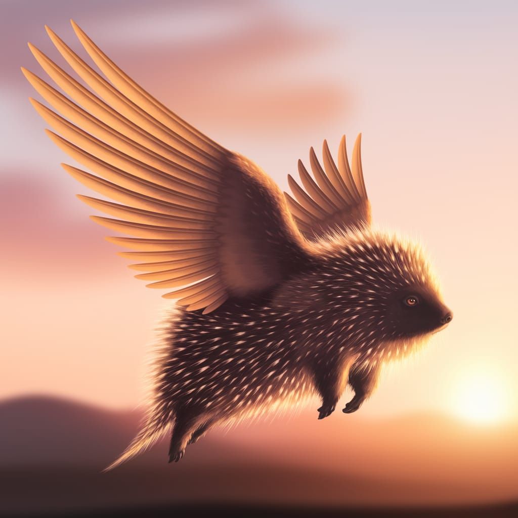 A winged porcupine