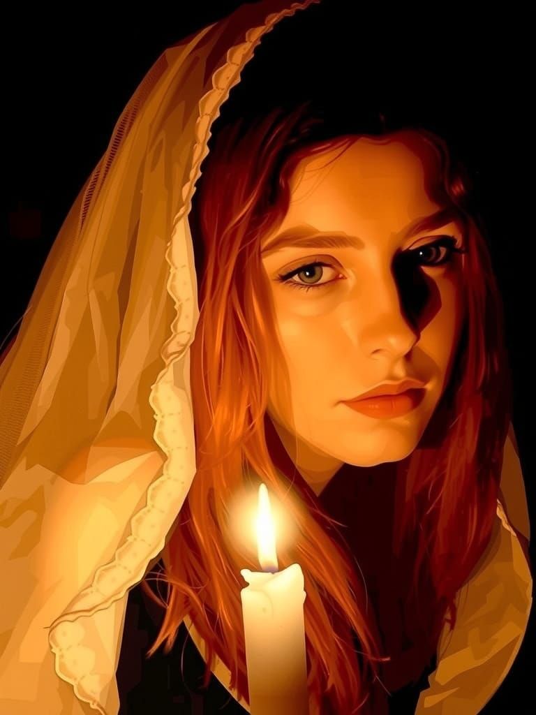 Mystical Woman in Candlelit Solitude