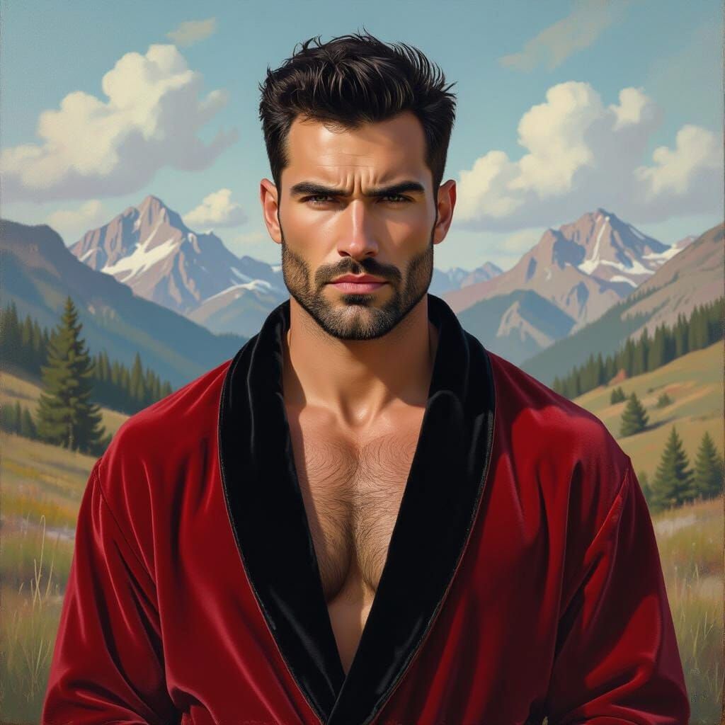 Angry Man in Velvet Robe, Impressionist Style