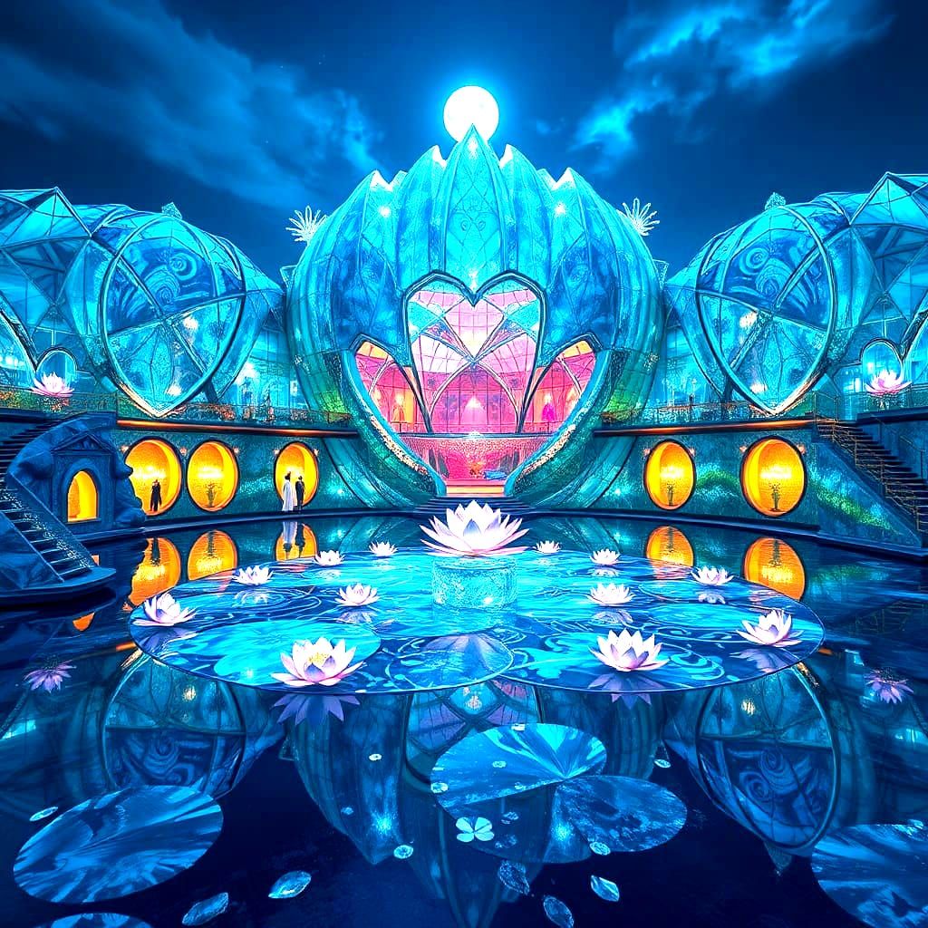 Crystal Kingdom Reflected in Lake: Fantasy Concept Art