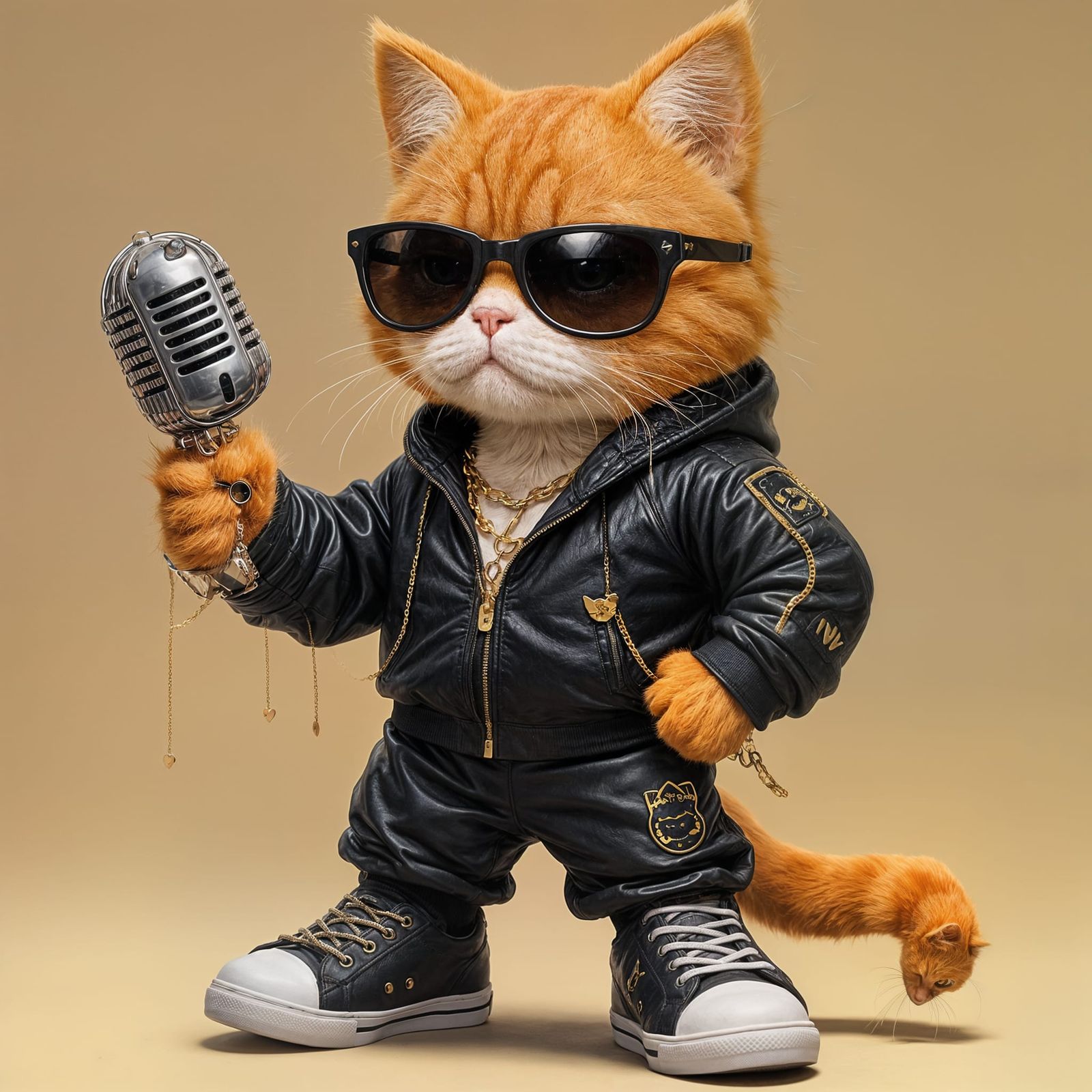 Fierce Ginger Cat in Streetwear Attire