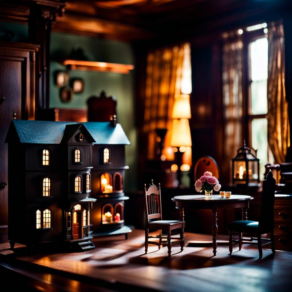 Victorian Dollhouse Dreamscape in Cinematic Style