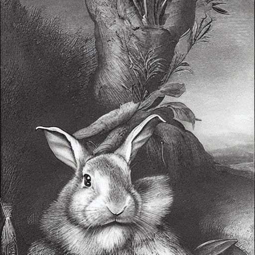 Rabbit Saint Indulging in Caviar and Pizza