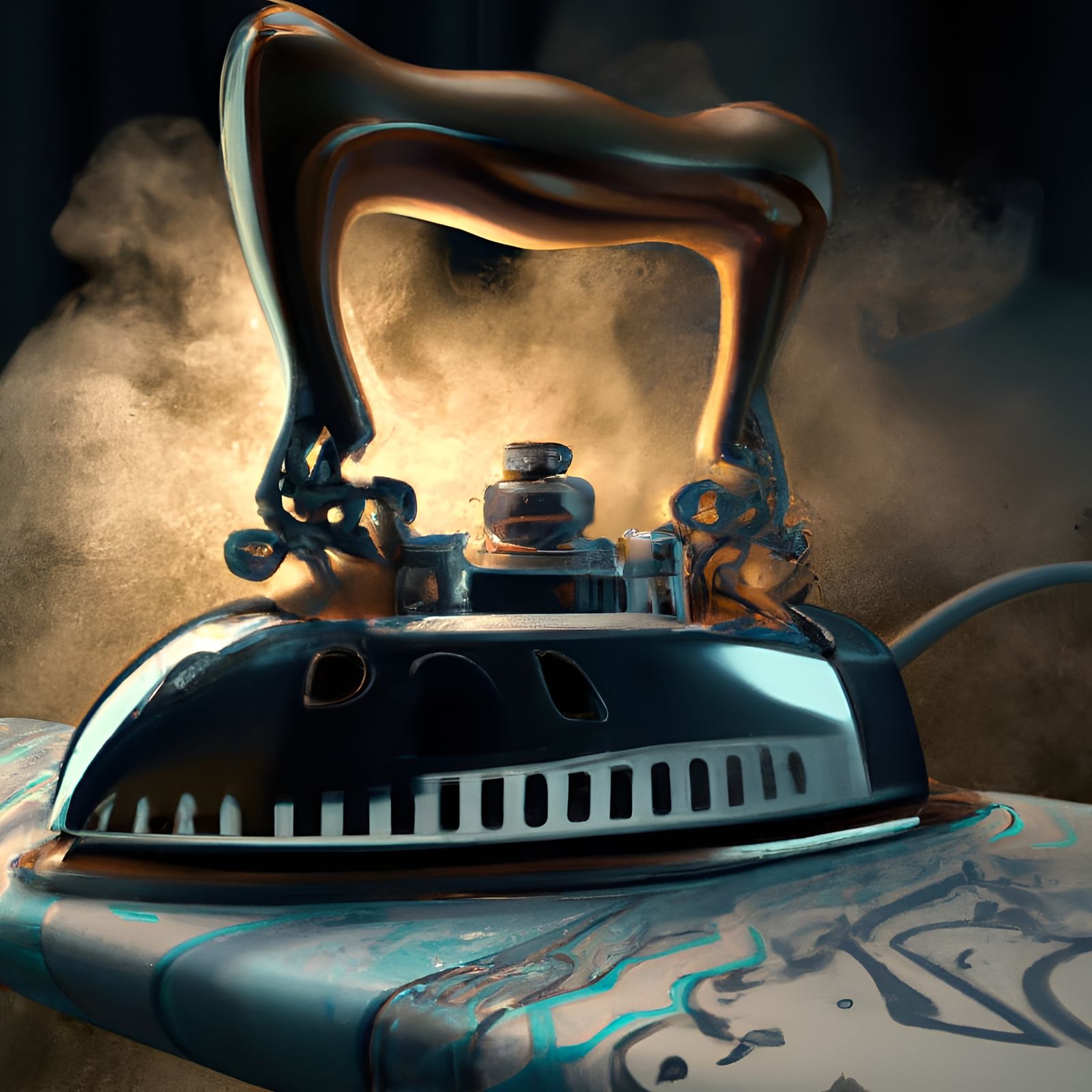 Detailed Copper and Silver Clothes Iron Steaming