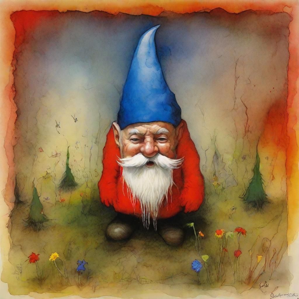 Garden Gnome: Epic Impressionist Gouache Masterpiece