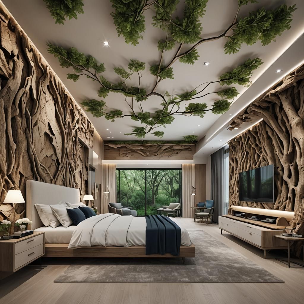 Contemporary Bedroom Blending Nature and Modern Design