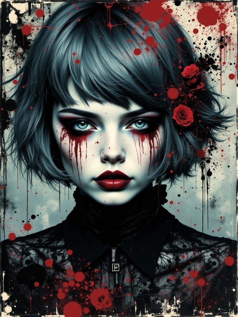 Gothic Abstract Portrait of a Melancholic Woman