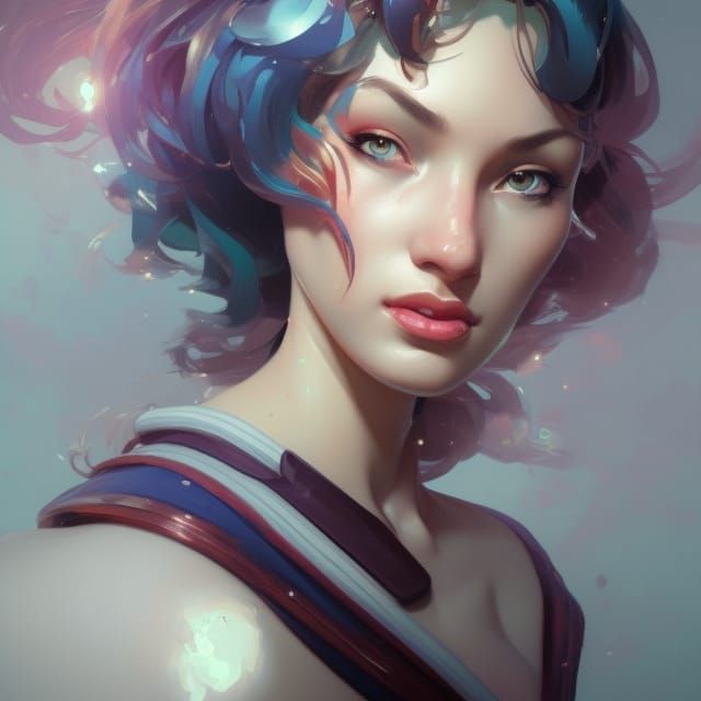 Detailed Portrait of a Sailor Woman in Splash Art Style