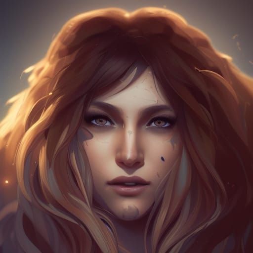 Detailed She-Wolf Portrait Under Full Moon