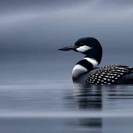 Dramatic Loon Portrait in Hyperdetailed Splash Art Style