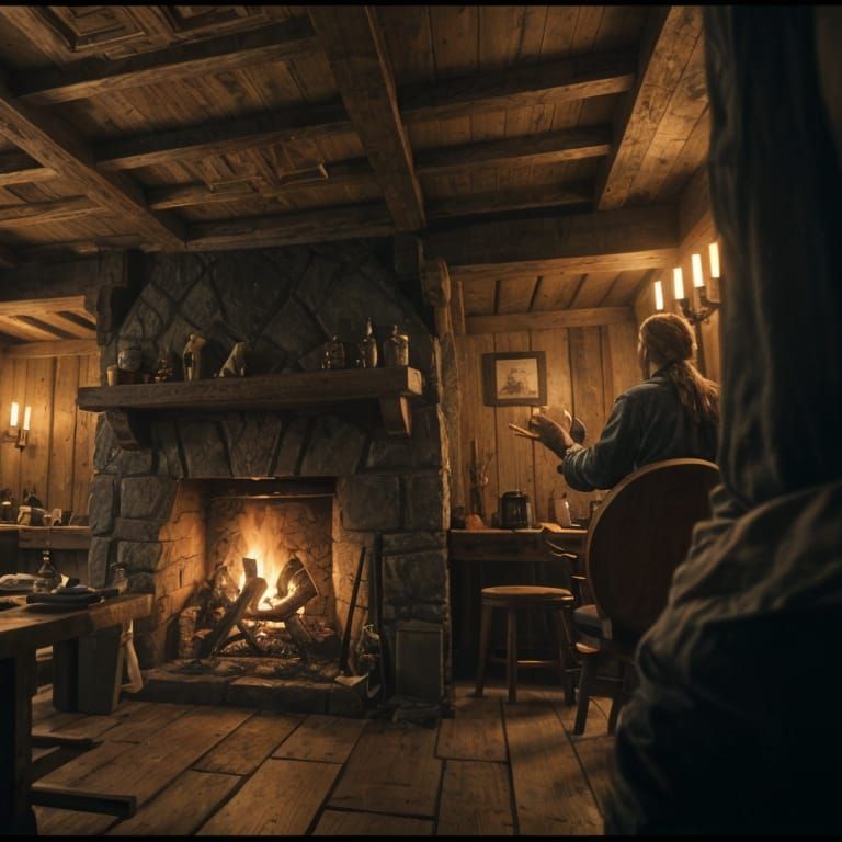 Viking Tavern Scene in Cinematic Film Style
