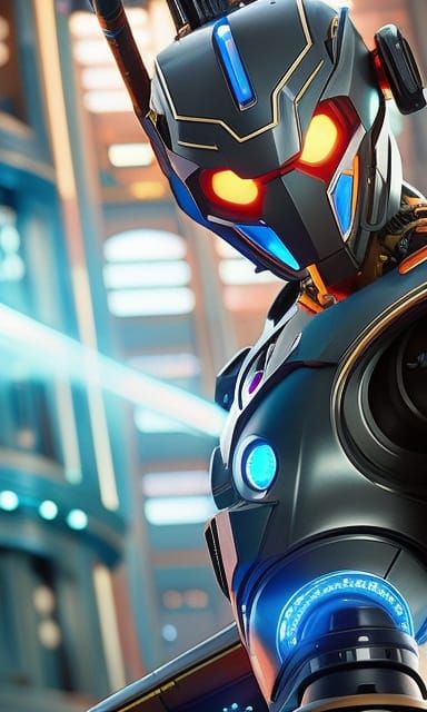 Robot Superhero in Anime Key Visual Style