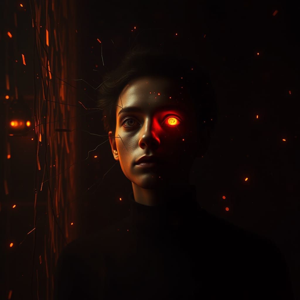 Mystical Outsider: Hyperrealistic Impressionist Portrait