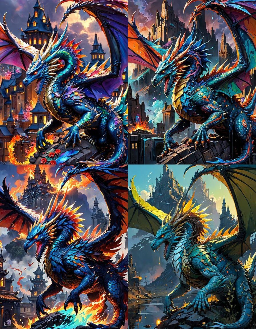 Ethereal Dragons and Forest Nymphs in Vibrant 3D Anime Style