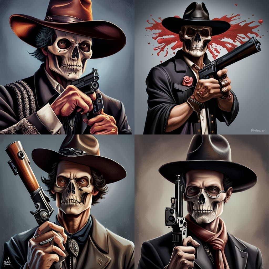 Photorealistic Skeleton Cowboy Portrait