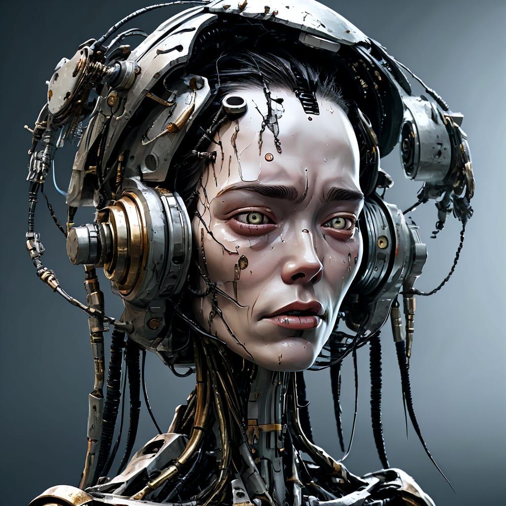 Weeping Robot Portrait in Android Jones Style