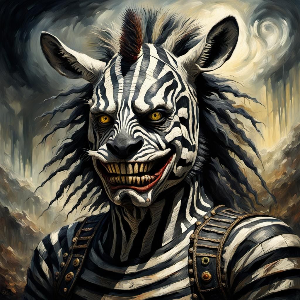 Grotesque Zebra Face: An Impressionist Horror Masterpiece