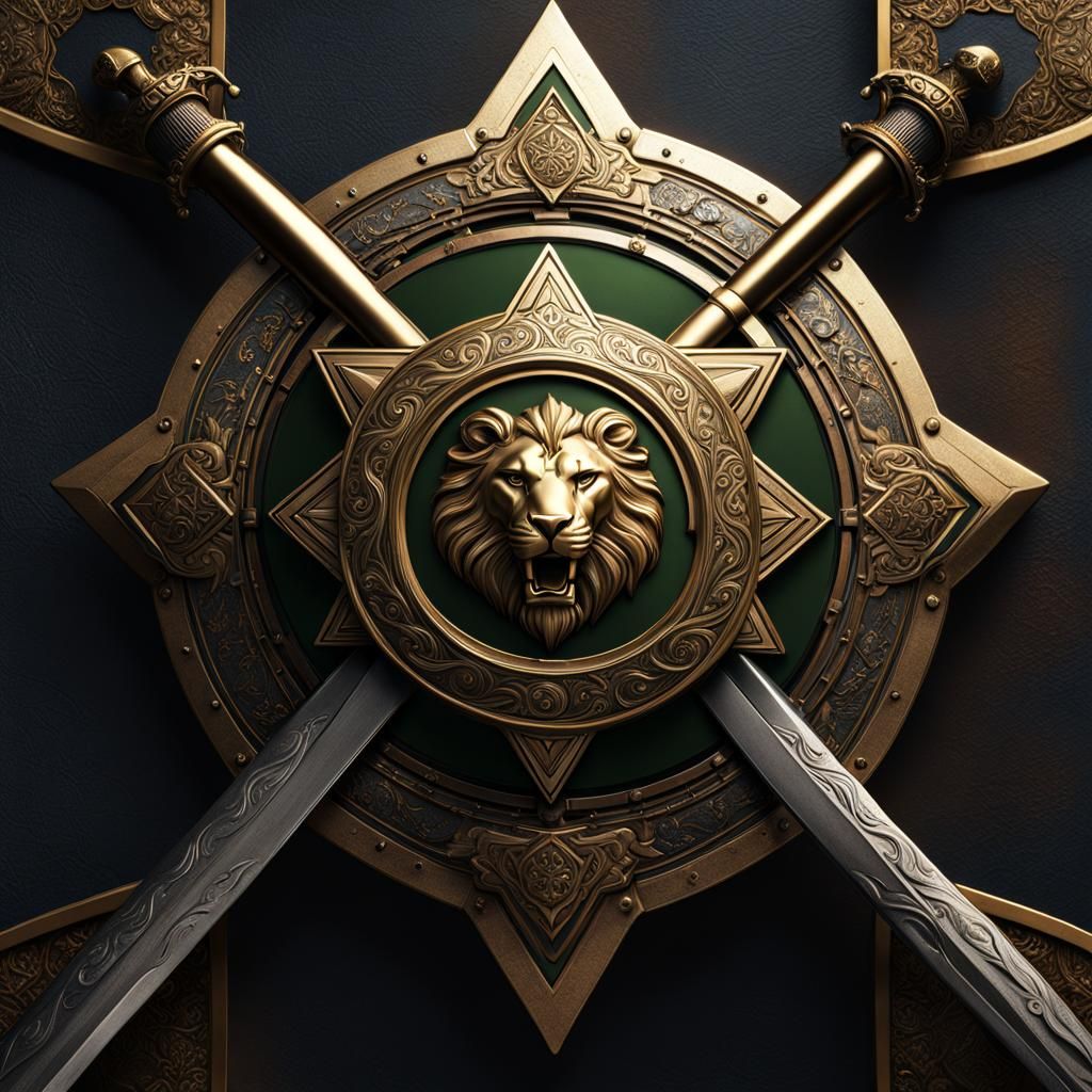 Detailed Matte Painting: Lion Shield with Star of David