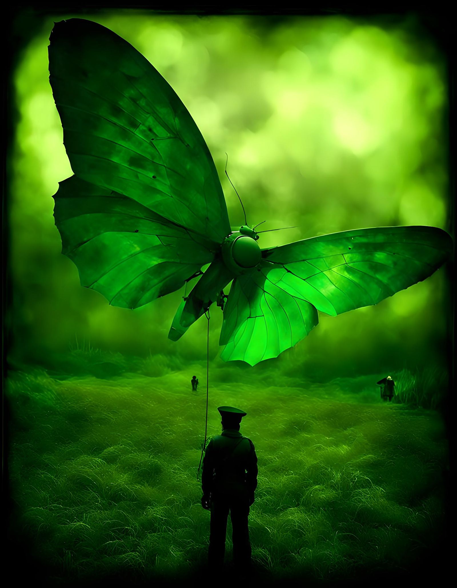 Abstract Shadowlight Aeronautics in Green Photo Effect