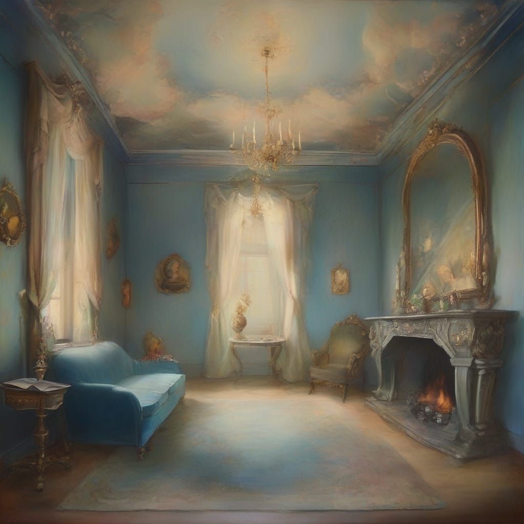 Surreal Chamber of Plush Forms in Bosch & Goya Style